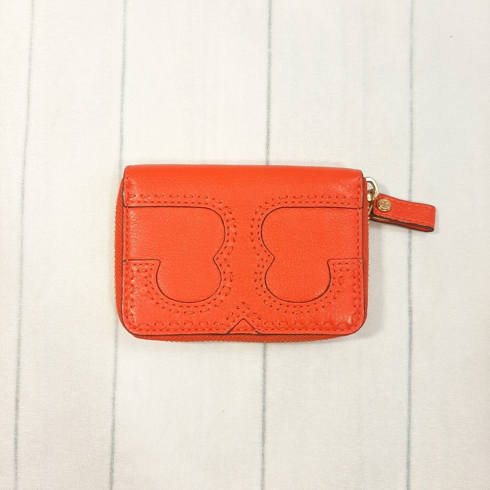 Tory Burch Small Orange Leather Purse With Key Fob. Zip Fastening - Picture 5 of 13